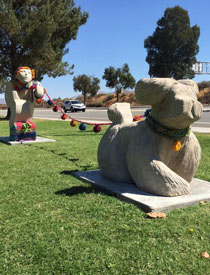 yarn bomb on statue