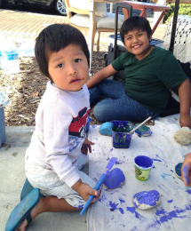 kids painting rocks